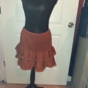Zara Brown Ruffled Mini Skirt